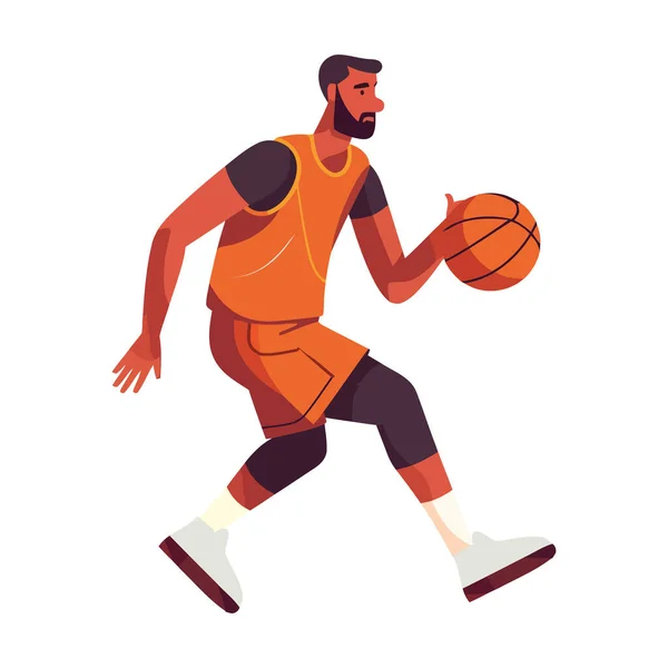 Spieler Mann Basketball Mit Ball Ikone Isoliert — Stockvektor