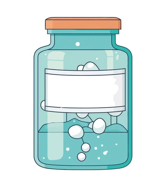 Vasetto Trasparente Medicinale Con Capsula Antibiotica Isolata — Vettoriale Stock