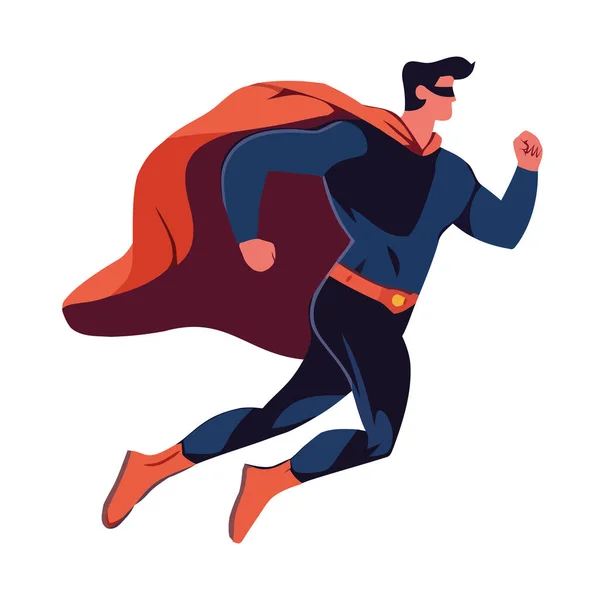 Superhéroe Muscular Volando Con Fuerza Velocidad Icono Aislado — Vector de stock