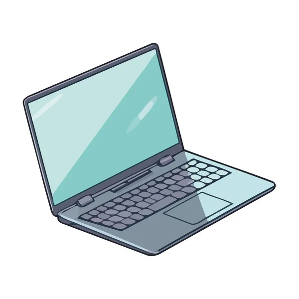 Nowoczesny Laptop Symbolizuje Ikonę Technologii Izolowane — Wektor stockowy