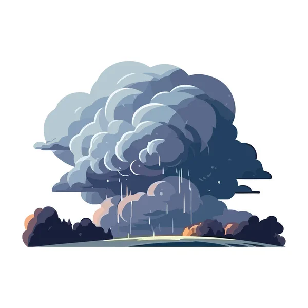 Flat vector illustration of rain landscape cloudy nature isolated
