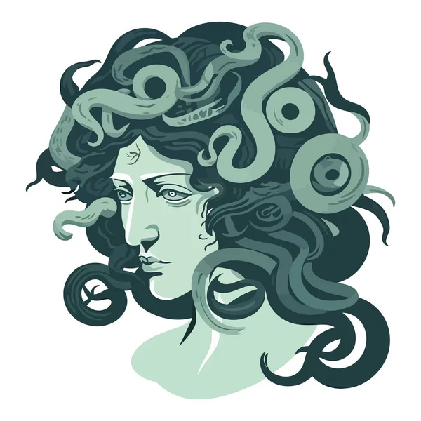 Porträtt Medusa Ikon Isolerad — Stock vektor