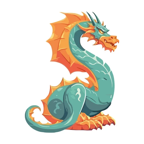 Dragon Fantaisie Mythologie Icône Isolé — Image vectorielle
