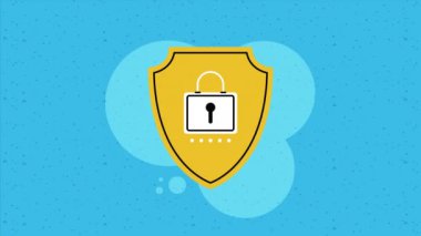 Asma kilit siber güvenlik animasyonu 4k video animasyonlu kalkan