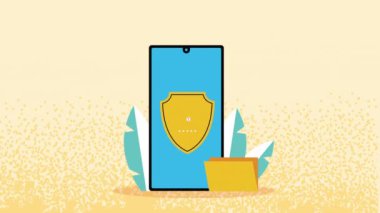 akıllı telefon aygıtı teknoloji güvenlik animasyonu 4k video animasyonu