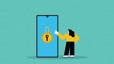 akıllı telefon aygıtı teknoloji güvenlik animasyonu 4k video animasyonu