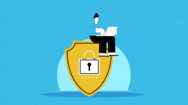 adam dizüstü bilgisayar animasyonu kullanıyor 4k video animasyonu