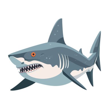 Ürkütücü sualtı köpekbalığı beyazın üstünde