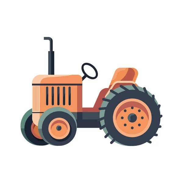 Yellow Tractor Harvest White — Stock Vector