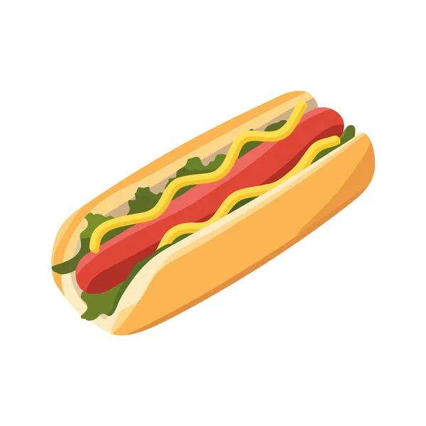Gegrillte Hot Dog Mahlzeit Ungesund Essen Symbol Über Weiß — Stockvektor