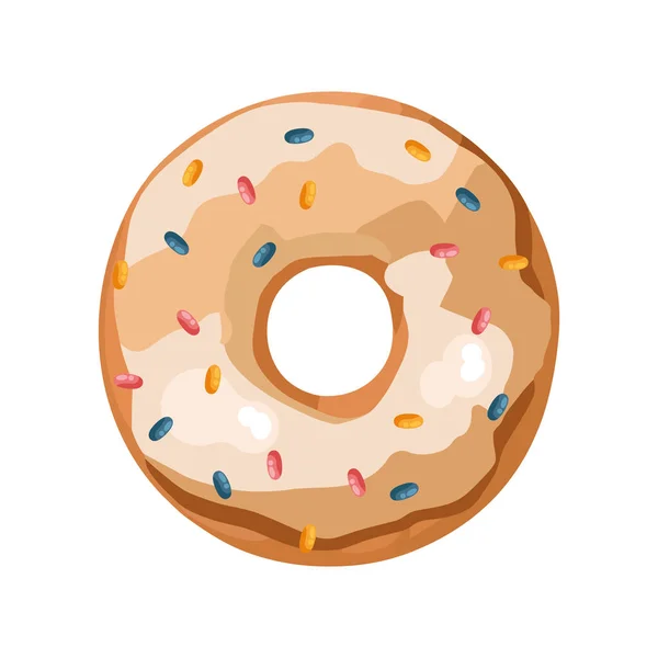 Donut Chocolate Icing Sprinkles White — Stock Vector