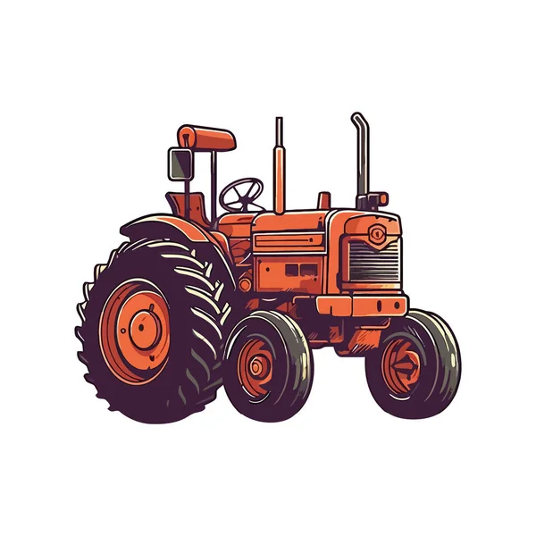 Búzatermelés Traktorral Fehér Felett — Stock Vector