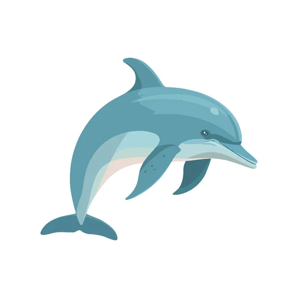 Springender Delfin Symbolisiert Spielerischen Spaß Unter Wasser Über Weiß — Stockvektor