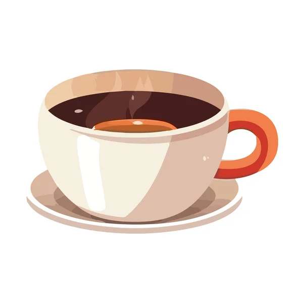 Caféine Gourmande Rafraîchissement Dans Une Tasse Café Sur Blanc — Image vectorielle