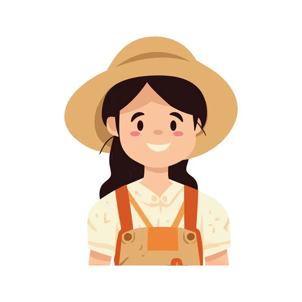 Mulheres Agricultoras Sorrindo Trabalhando Sol Verão Sobre Branco — Vetor de Stock