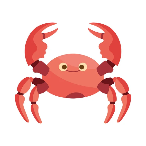 Cute Crab Mascot Enjoys Gourmet Seafood Lunch White — Stock Vector
