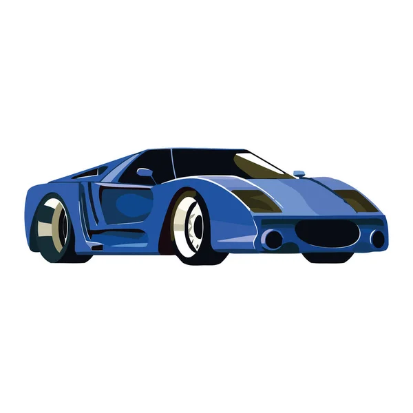 Modrý Sportovní Auto Jízdy Závodní Dráze Nad Bílou — Stockový vektor