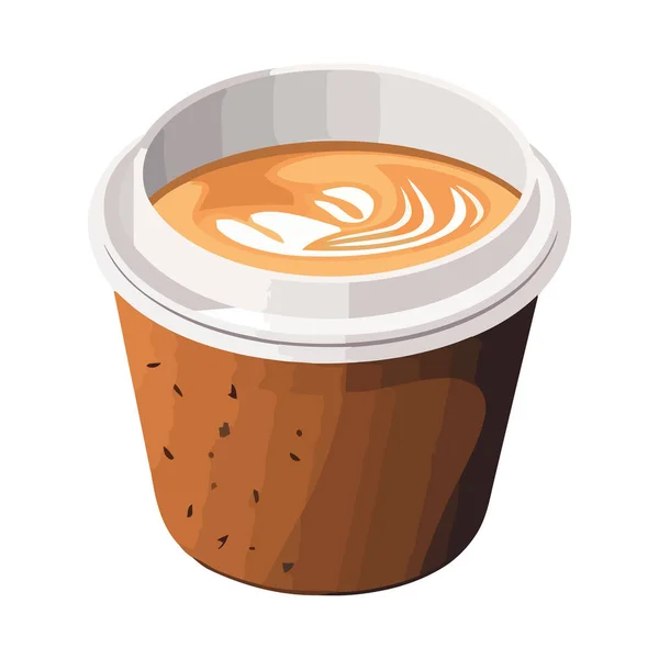 Heißer Kaffee Cappuccino Stilvoller Einwegbecher Über Weiß — Stockvektor