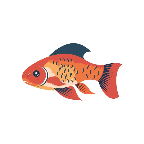 Swimming Goldfish Blue Water White — Stock Vector