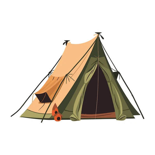 Aventure Dans Natureavec Tente Camping Sur Blanc — Image vectorielle