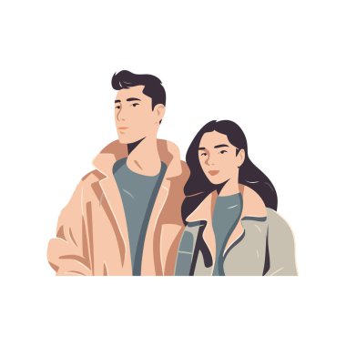 Heteroseksüel çift gülümsüyor, dışarıdaki izole kameraya bakıyor.