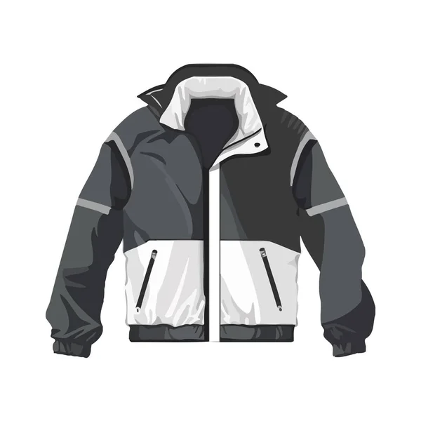 白い上にジッパーとポケット付きのファッショナブルな冬のジャケット — ストックベクタ