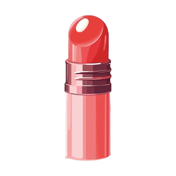 Tube Rouge Lèvres Brillant Avec Capuchon Métallique Sur Blanc — Image vectorielle