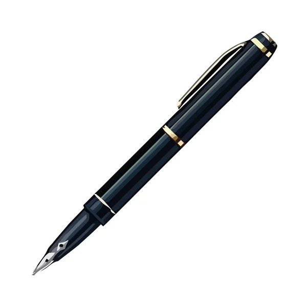 Bolígrafo Negro Sobre Blanco — Vector de stock