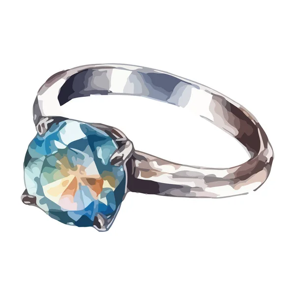 Brilhante Amor Símbolo Diamante Anel Casamento Presente Sobre Branco —  Vetores de Stock