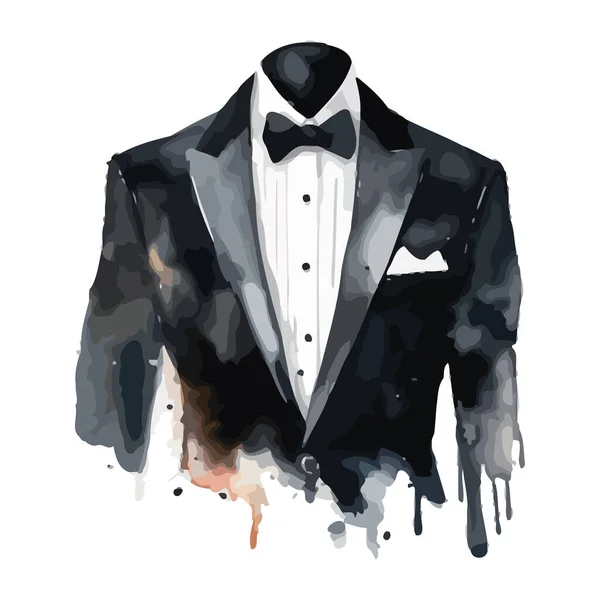 Elegant Groom Suit Illustration White — Stock Vector