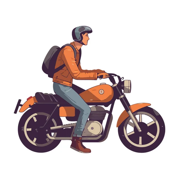 男子骑摩托车 速度和冒险在前方与世隔绝 — 图库矢量图片