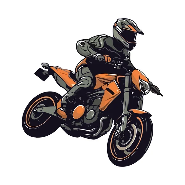 Extrémní Motorkář Závodní Dobrodružství Lesklé Motocyklu Izolované — Stockový vektor