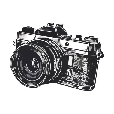 old fashioned camera design illustration over white clipart