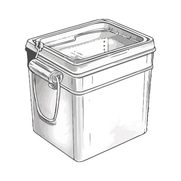 Kunststoffbehälter Mit Deckel Und Griff Über Weiß — Stockvektor