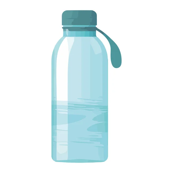 Transparente Plastikflasche Mit Blauer Flüssigkeit Über Weißer — Stockvektor
