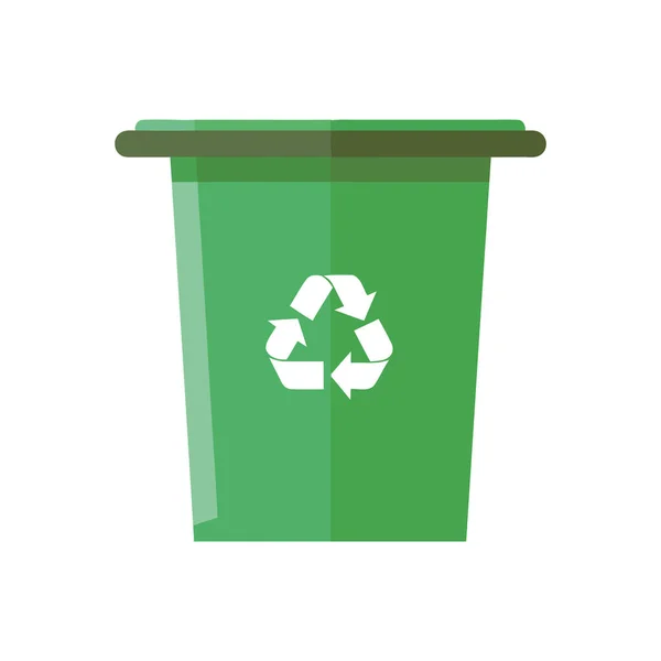 Recycling Auf Der Grünen Tonne Für Saubere Umwelt Über Weiß — Stockvektor