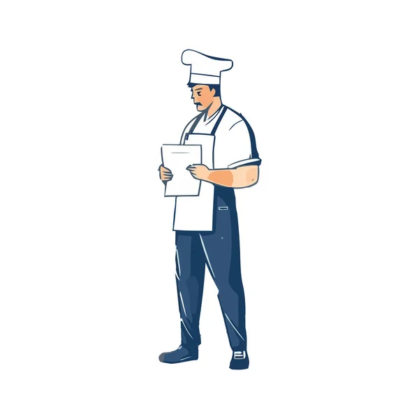 Chef Met Papier Boven Wit — Stockvector