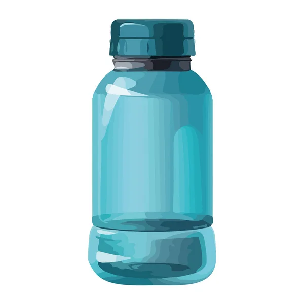 Blå Flaska Med Läkemedel Inuti Över Vit — Stock vektor