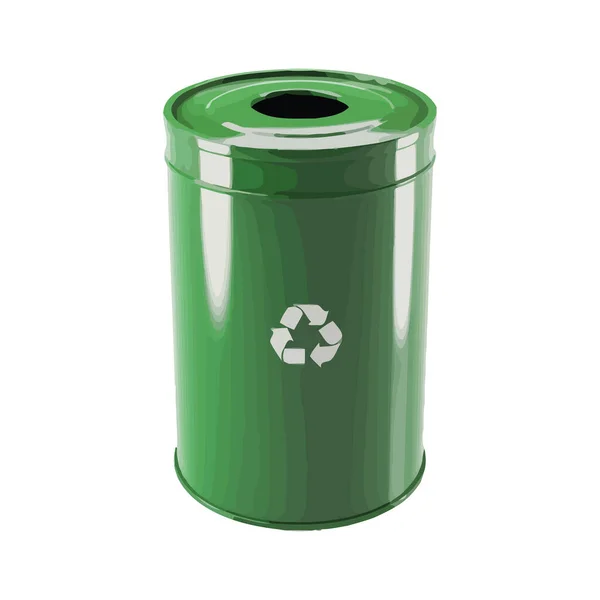 Ανακύκλωση Πράσινο Κάδο Απορριμμάτων Πάνω Από Λευκό — Διανυσματικό Αρχείο