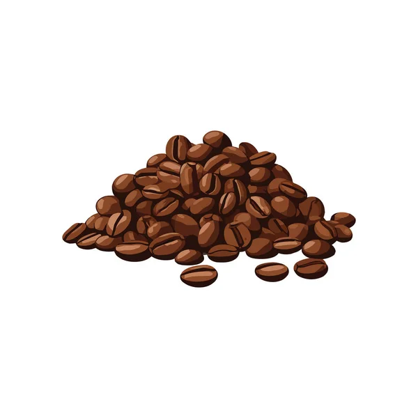 新鲜咖啡豆在白糖上的设计 — 图库矢量图片