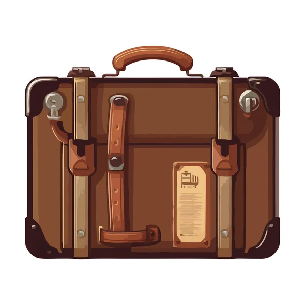 Stil Ile Seyahat Deri Bavul Macerası Izole Edilmiş Bekliyor — Stok Vektör