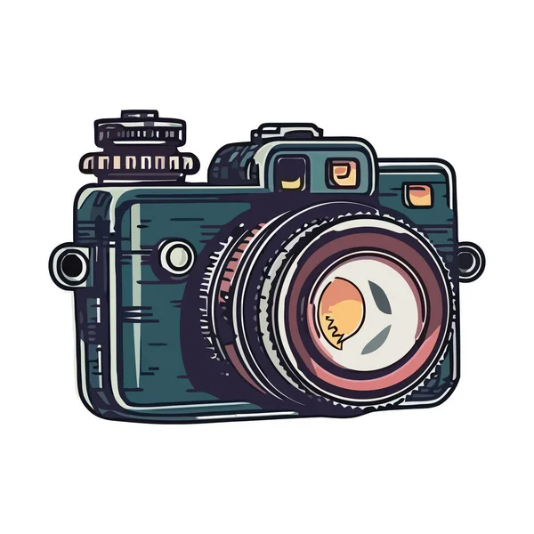 Ouderwetse Camera Symboliseert Creativiteit Fotografie Thema Geïsoleerd — Stockvector