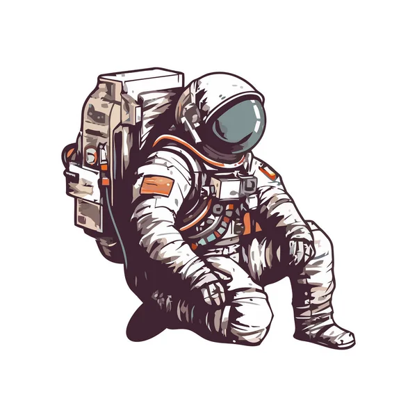 Astronauta Terno Espacial Sobre Branco —  Vetores de Stock