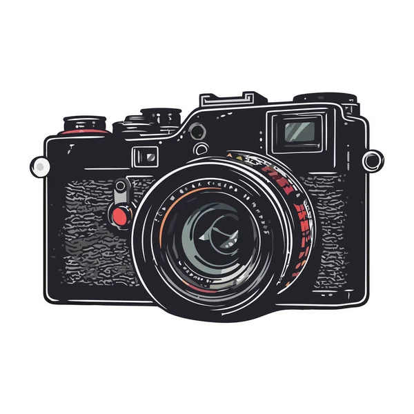 Caméra Antique Avec Objectif Moderne Sur Blanc — Image vectorielle
