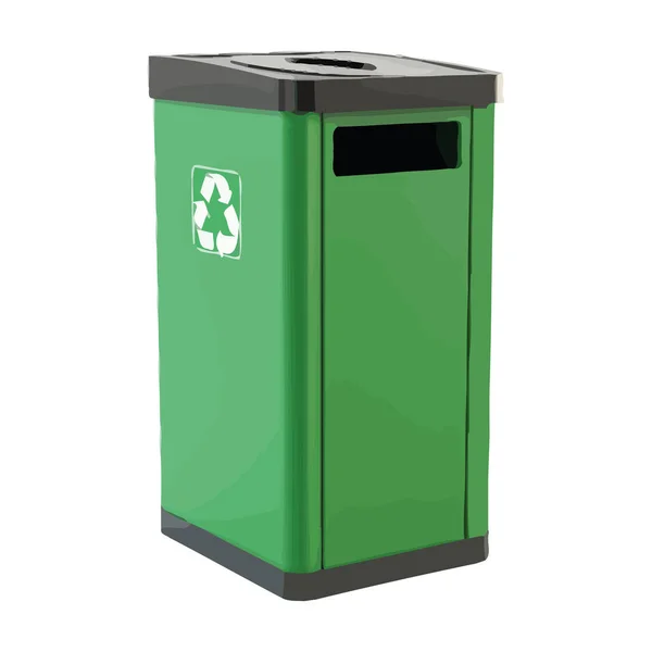 Recycling Groene Vuilnisbak Wit Stockvector