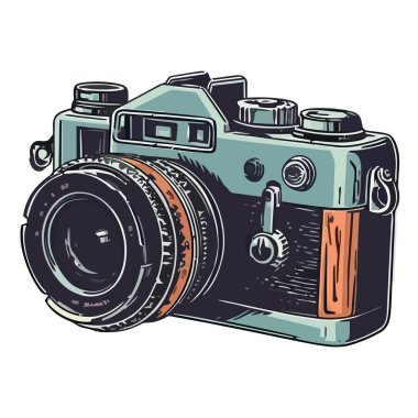 Antique camera for history over white clipart