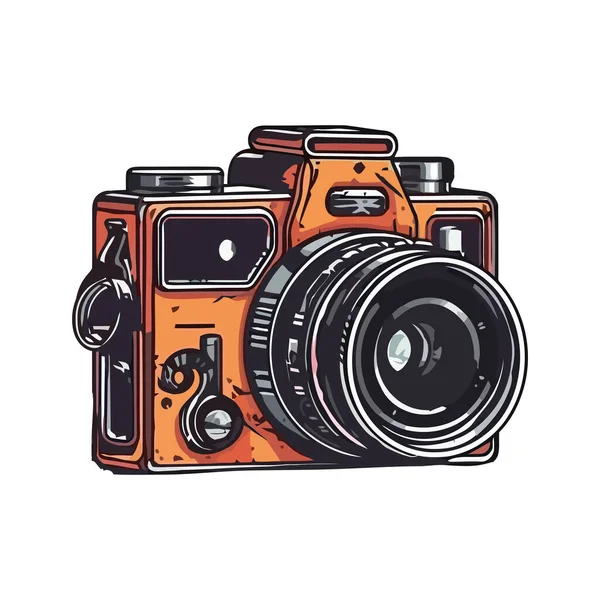 Câmera Antiga Captura Tecnologia Moderna Ilustração Isolada — Vetor de Stock