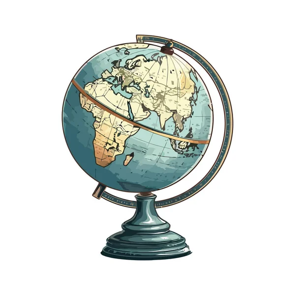 Old Fashioned Globe Symbolizes Global Communications Education Isolated — Stock Vector