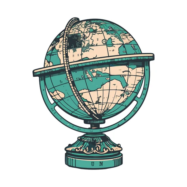 Globo Antico Simboleggia Mondi Geografia Fisica Viaggio Isolato — Vettoriale Stock