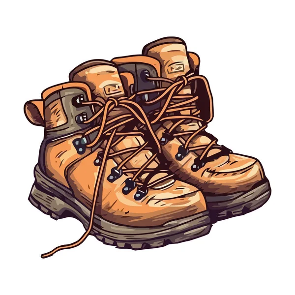 Pair Leather Hiking Boots White — Stock Vector